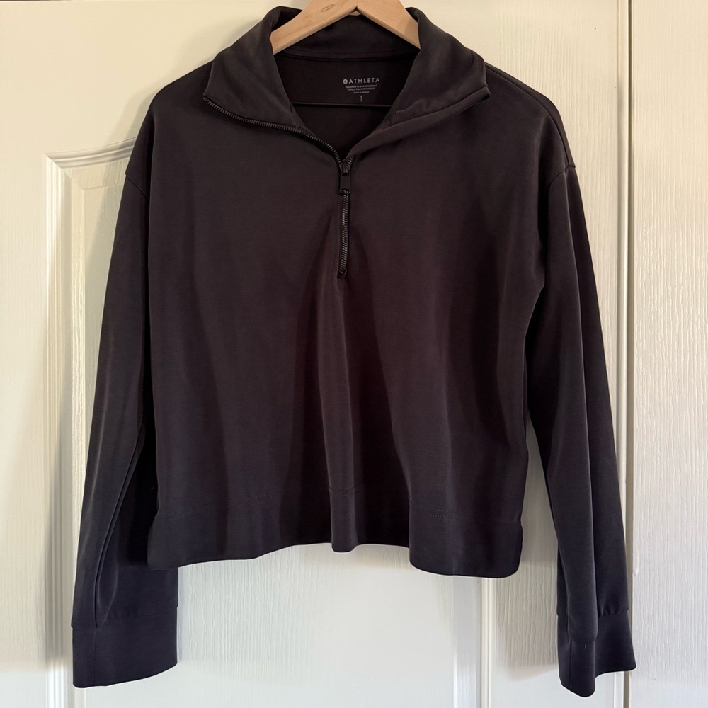 Athleta Charcoal Quarter-Zip Pullover